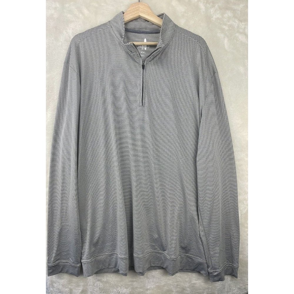 Johnnie-O Mens Long Sleeve Flex Performance Pullover Size XXL Grey 1/4 Zip